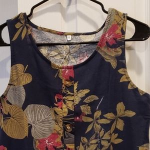 Sundress Size M Blue w/ Floral Background